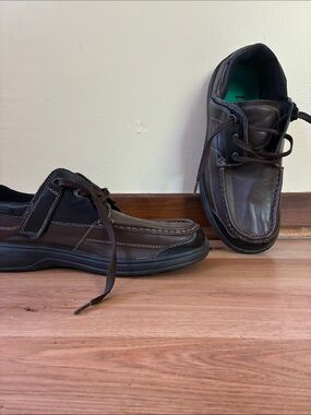 Men's Brown Leather Slip-On Loafers with Lace Accent